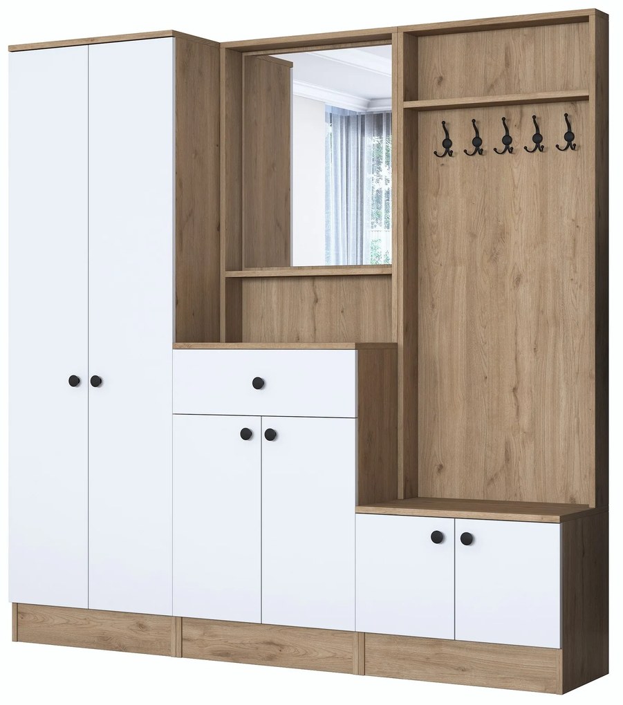 Hall Stand P6 – White/Nogueira – 179,4x182,8x37,5 cm