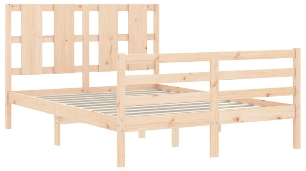 Estrutura de cama com cabeceira 140x190 cm madeira maciça