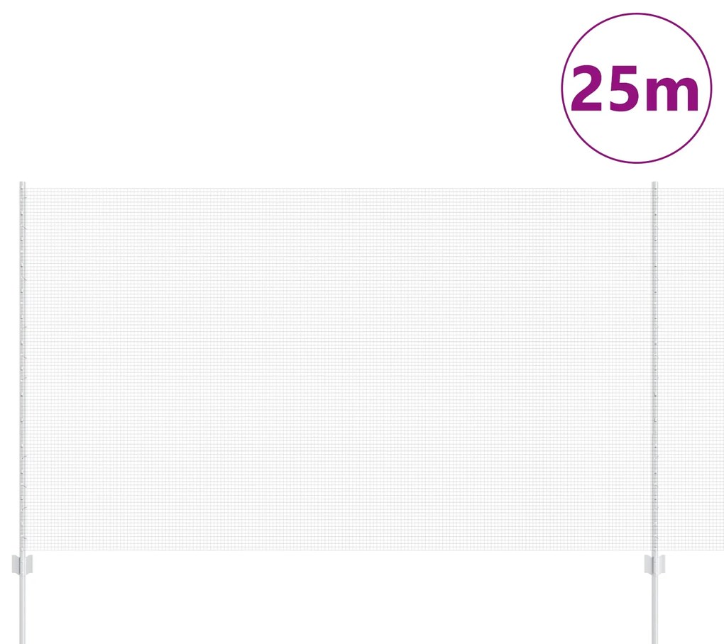 Cerca de Fio Soldado com 22 Postes U Prata 1,4x25 m Aço