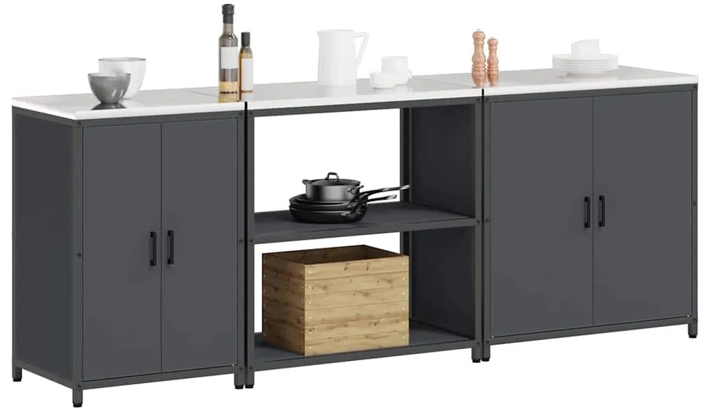 Conjunto de Armazenamento de Cozinha 3 pcs Antracite