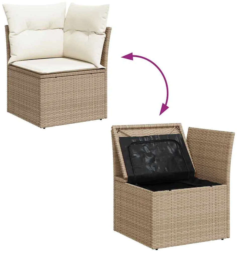 Conjunto de Sofá Jardim vidaXL de 11 Peças com Almofadas Bege Vime Pol