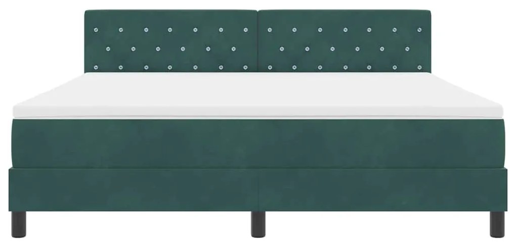 Cama Box com Colchão e LED Verde Escuro 180x200 cm Veludo