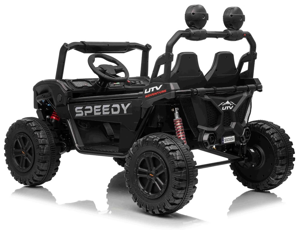 Jipe elétrico para crianças T-REX Ride 4x4, 2 Lugares, 24V, leitor MP3, bateria de lítio, Rodas EVA, controlo remoto, luzes LED Preto