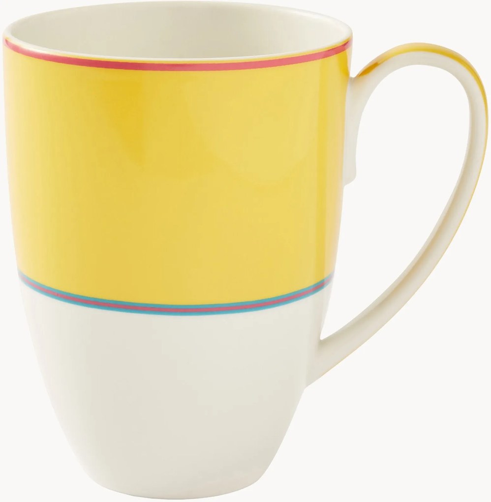 Canecas em porcelana fina Calypso Yellow, conjunto de 4