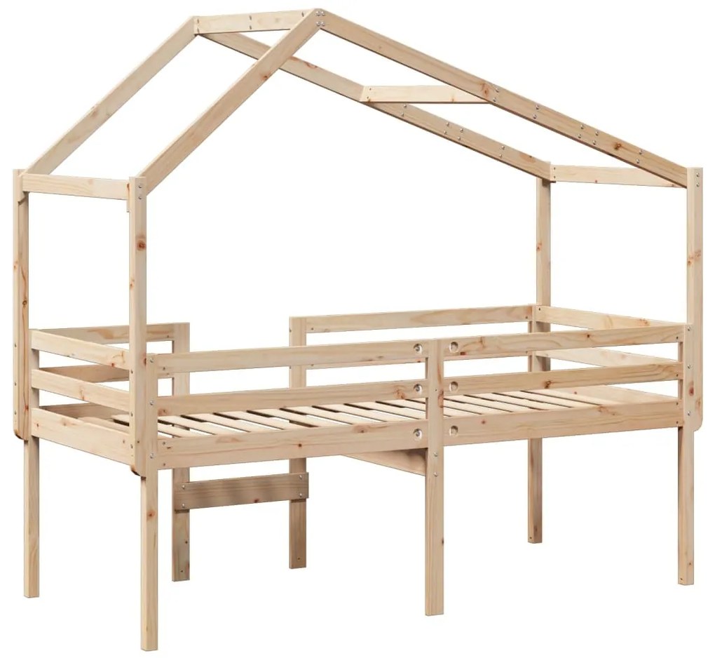 Cama alta com telhado 90x200 cm pinho maciço
