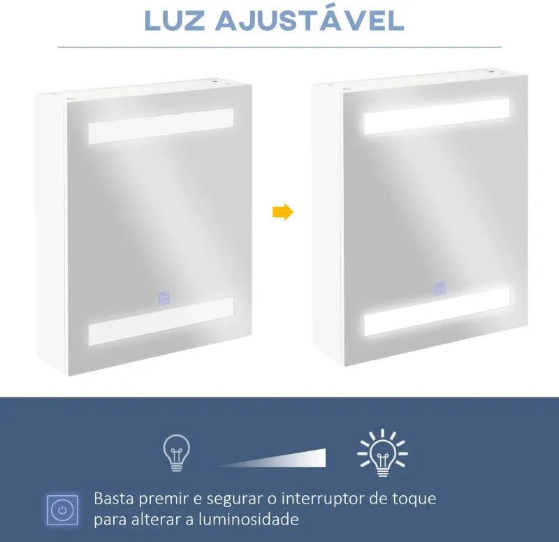 Armário de Parede Vicci com Espelho e Luzes LED para Casa de Banho- De