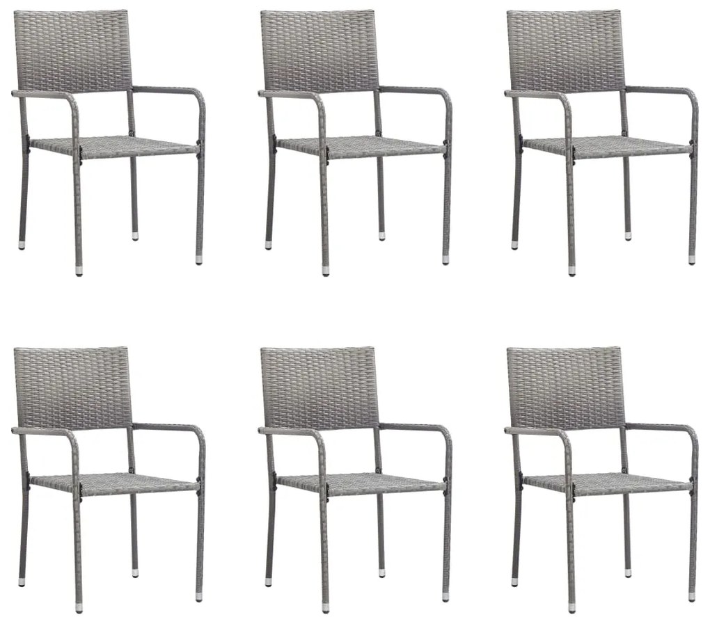 vidaXL Cadeiras de jantar empilháveis para jardim 6 pcs vime PE cinza