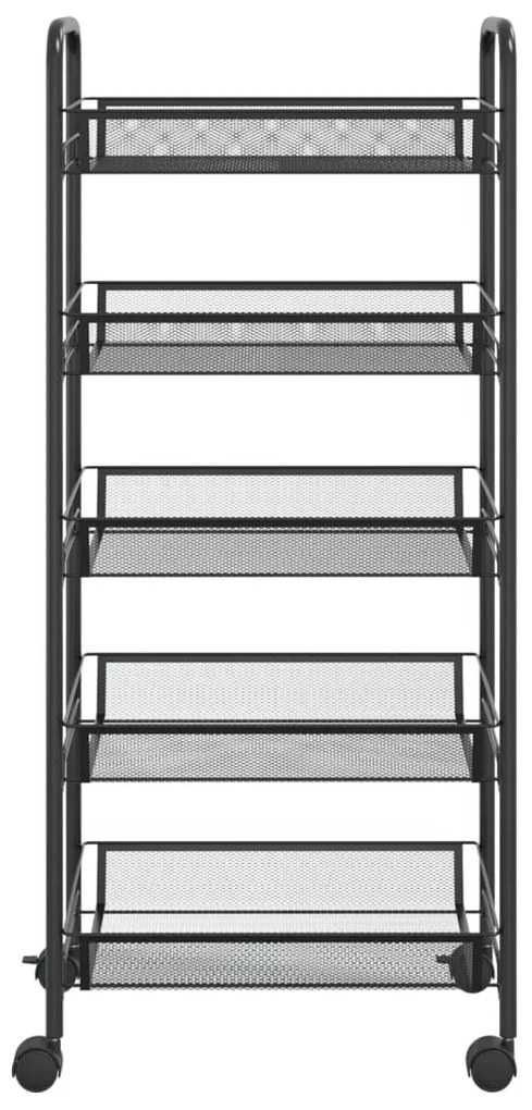 Carrinho de cozinha com 5 prateleiras ferro 46x26x105 cm preto