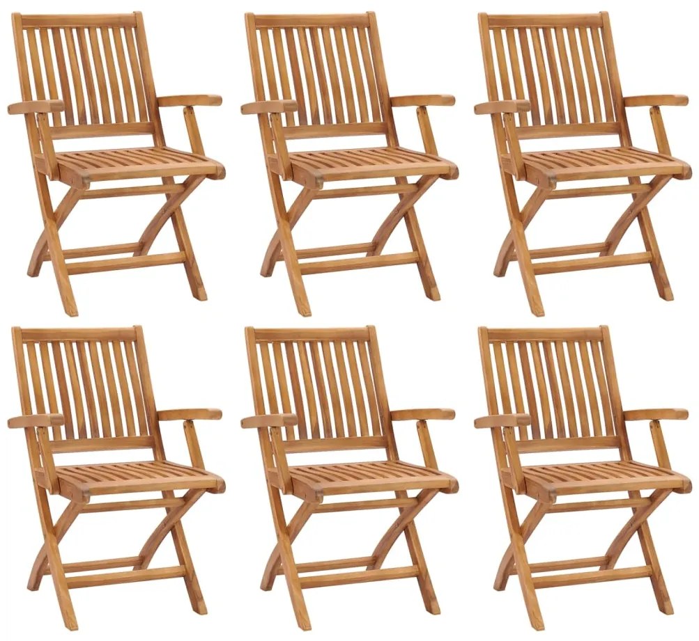 vidaXL Cadeiras de jardim dobráveis 6 pcs madeira de teca maciça