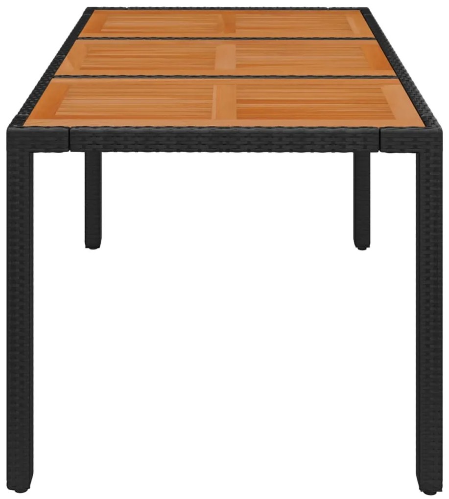 Mesa de jardim com tampo de madeira 150x90x75 cm vime PE preto