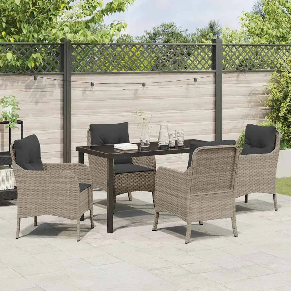 Conjunto de Jantar de Jardim com Almofadas Cinzento-claro Vime PE