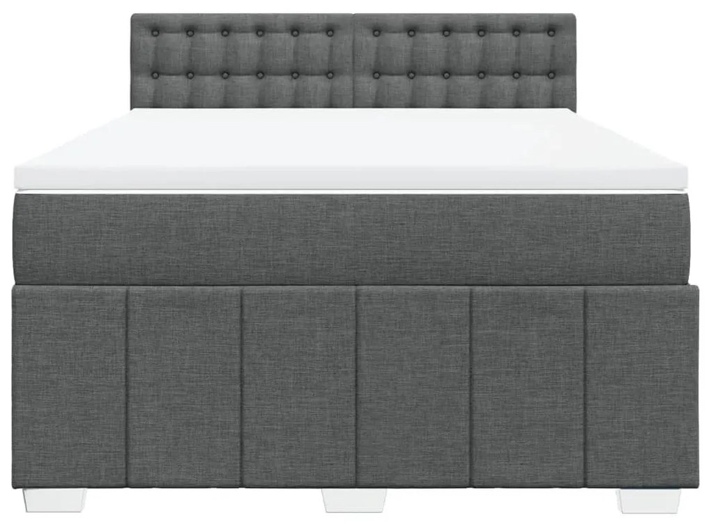 Cama com molas/colchão 160x200 cm tecido cinzento-escuro