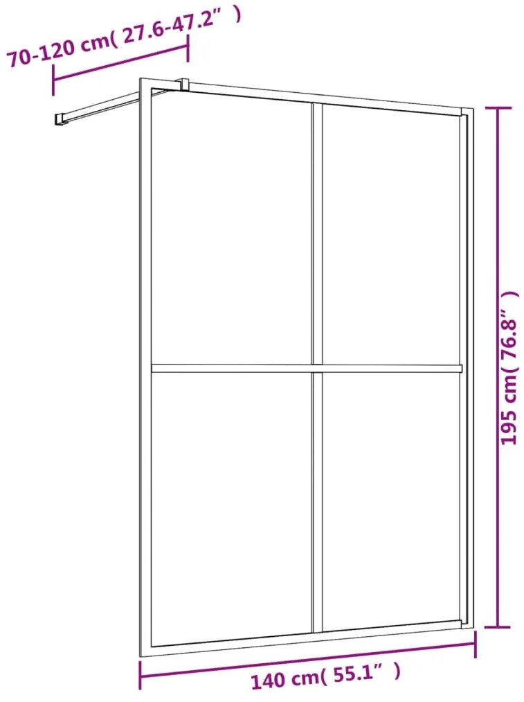 Divisória de chuveiro 140x195cm vidro transparente ESG vermelho