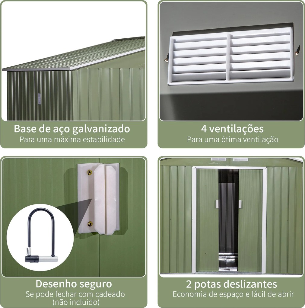 Abrigo de Jardim 4,83m² 277x195x192cm Abrigo e Jardim Metálico para Ar