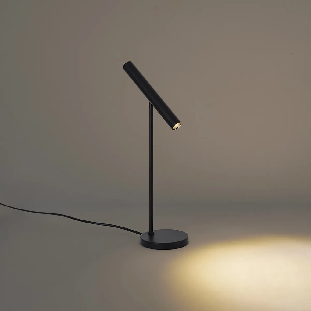 Candeeiro de mesa moderno preto com LED e regulador de intensidade tátil - Neva