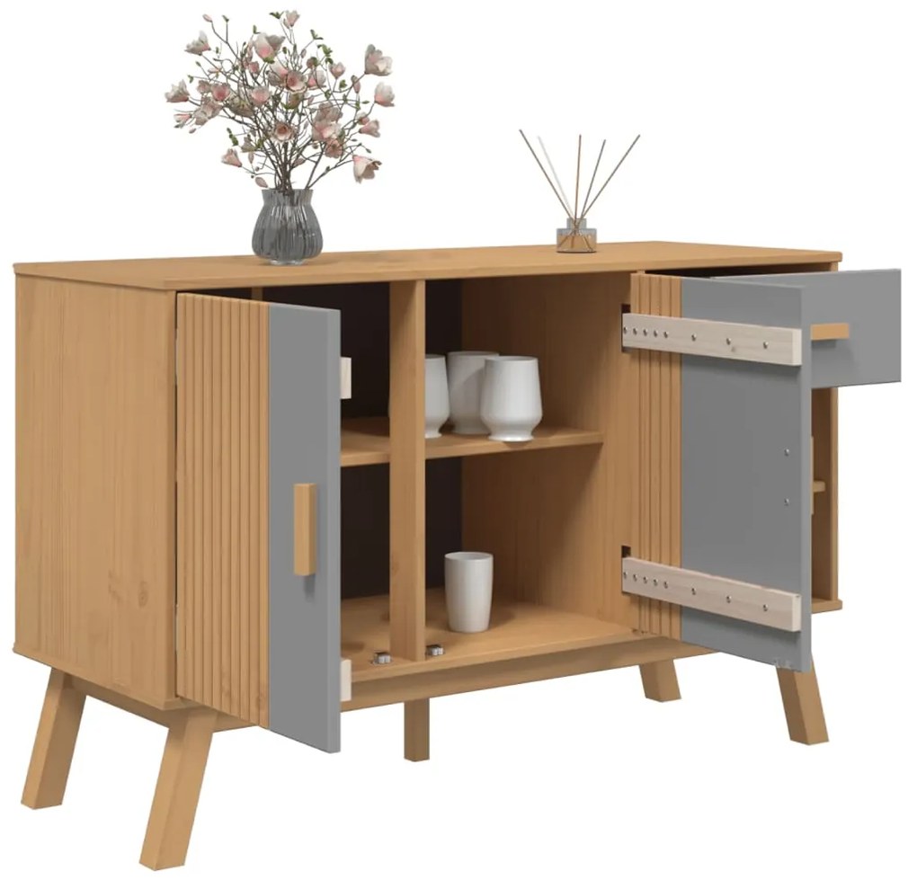 Aparador OLDEN 114x43x73,5 cm pinho maciço cinzento e castanho