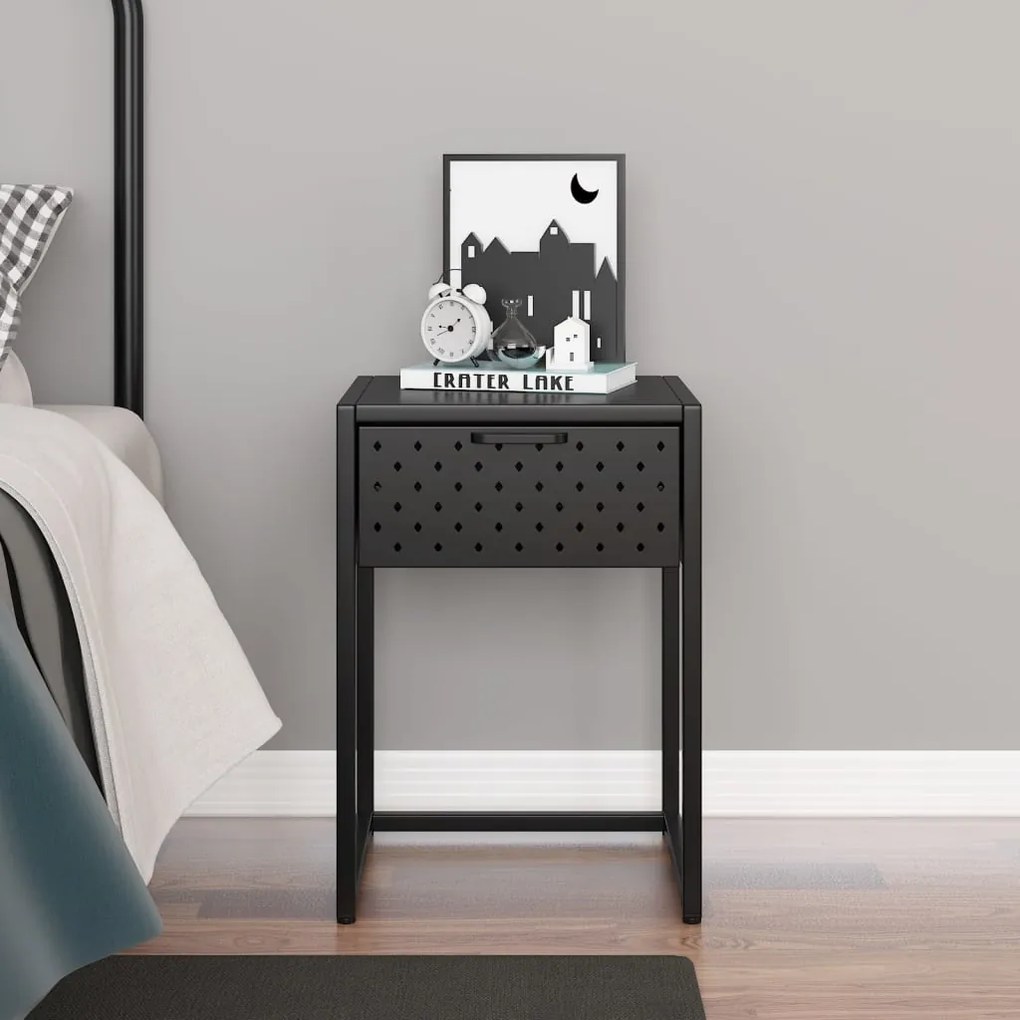 335888 vidaXL Mesa de cabeceira 38x35x54 cm aço antracite