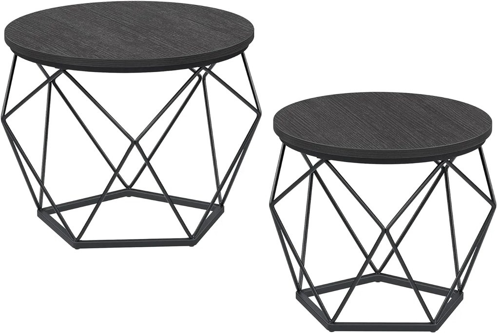 Conjunto de duas mesas de centro redondas com design moderno | VASAGLE | 60 x 60 x 45 cm | LCT041B22.