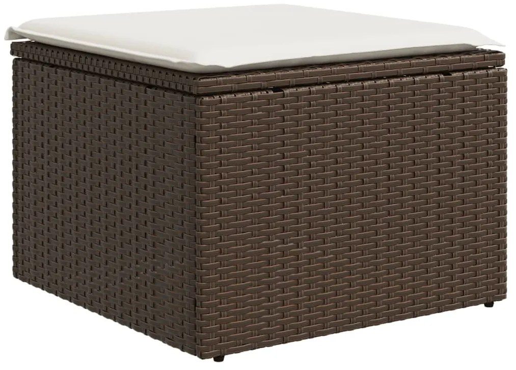 7 pcs conjunto de sofás jardim c/ almofadões vime PE castanho