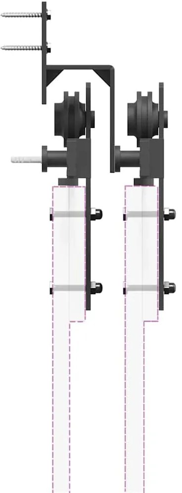 Kit de ferragens para porta deslizante 400 cm aço preto