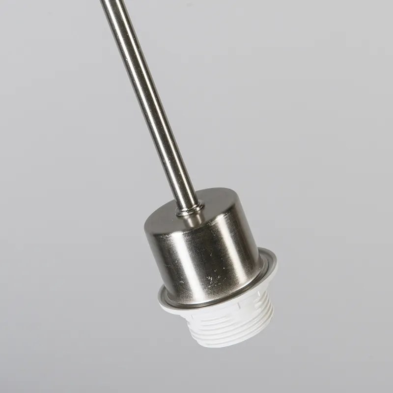 Candeeiro de suspensão moderno em aço e preto com abajur 45 cm bege - Combi Country / Rústico,Moderno