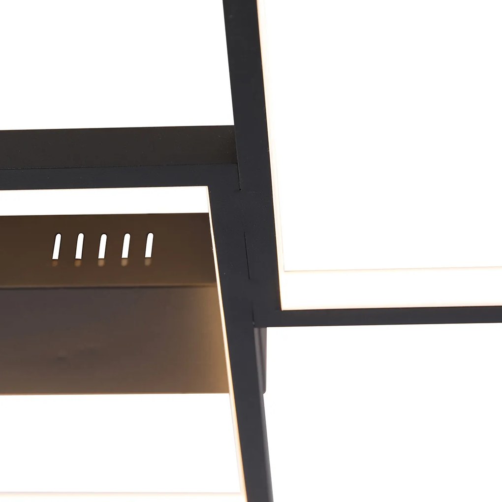 Candeeiro de teto preto com LED regulável em 3 níveis 5 luzes - Lejo Design
