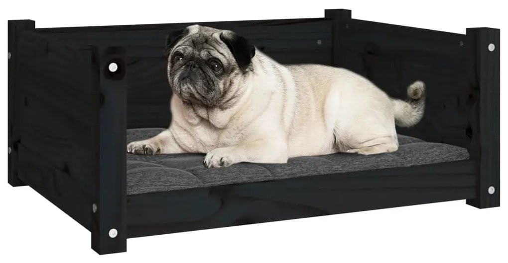 Cama para cães 65,5x50,5x28 cm madeira de pinho maciça preto