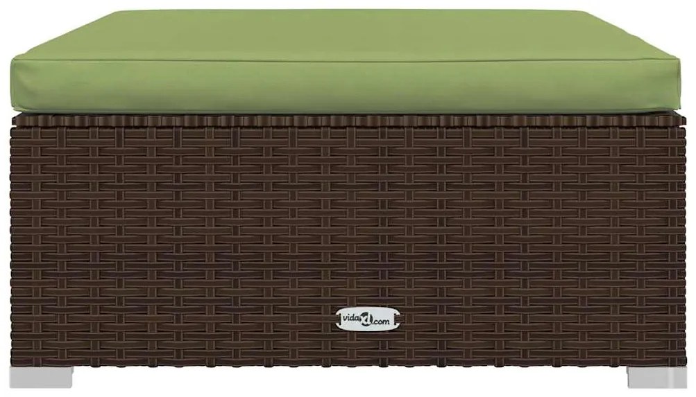 4 pcs conjunto lounge jardim c/ almofadões vime PE castanho
