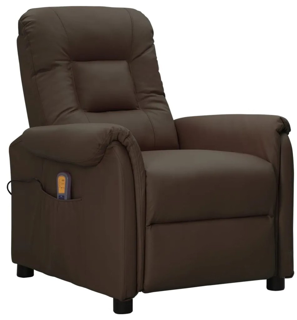 vidaXL Cadeira de massagens couro artificial castanho