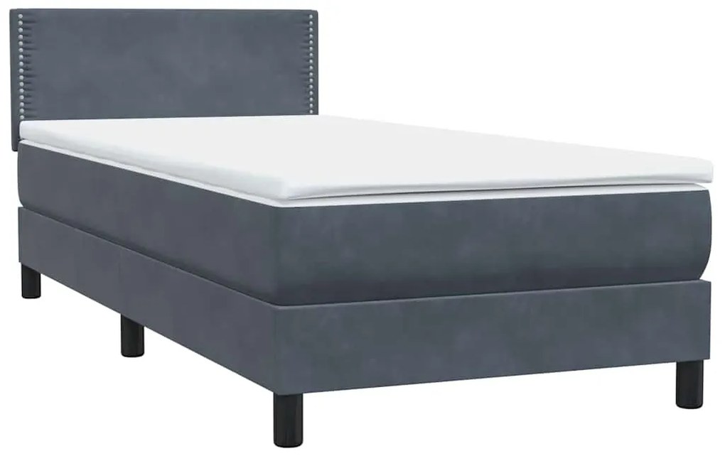 Cama com molas/colchão cinza-escuro 80x220 cm veludo