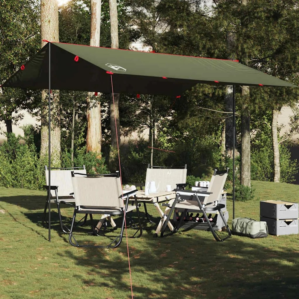 vidaXL Lona de campismo 366x306 cm impermeável verde azeitona