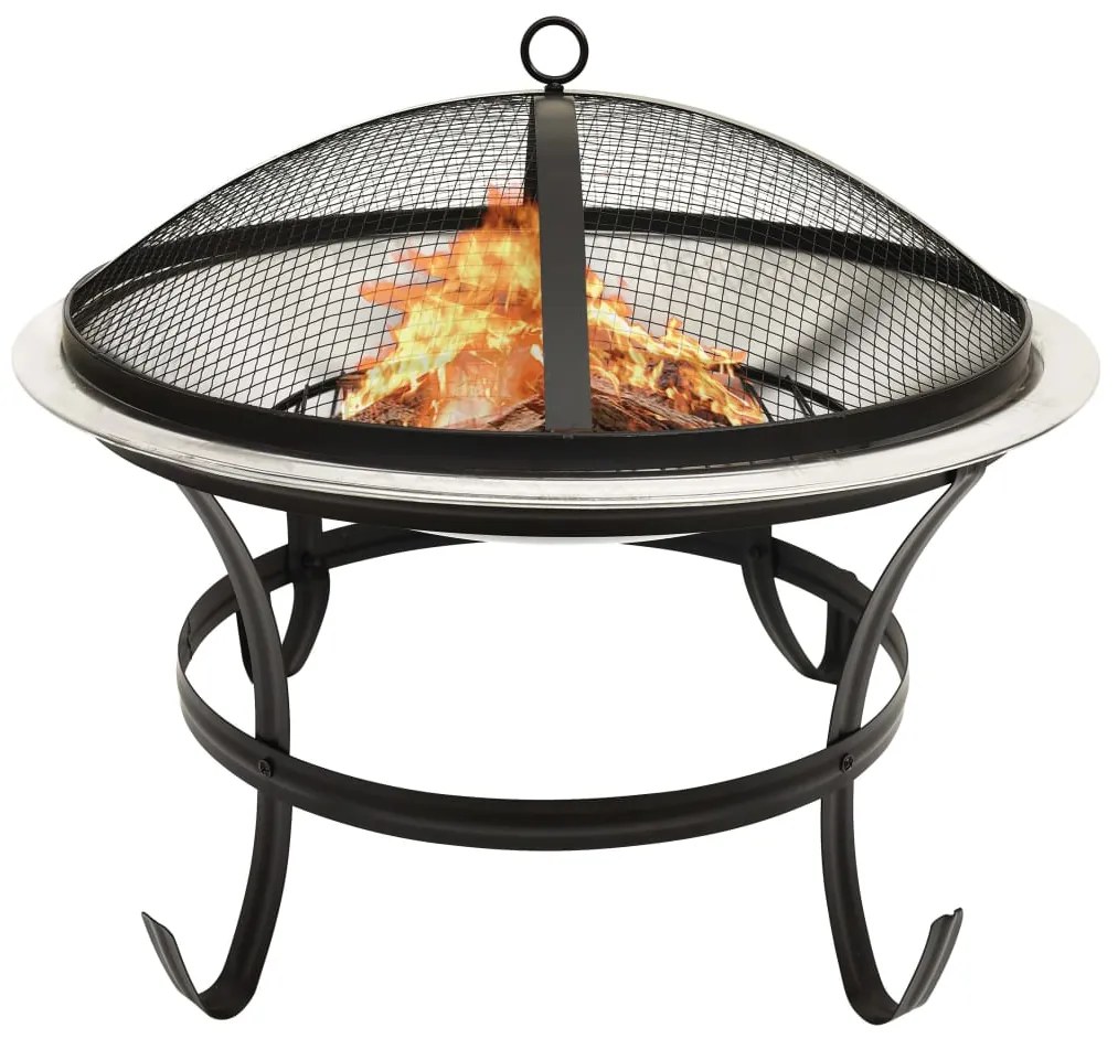 313351 vidaXL Braseira e barbecue 2-em-1 com atiçador 56x56x49 cm aço inox.