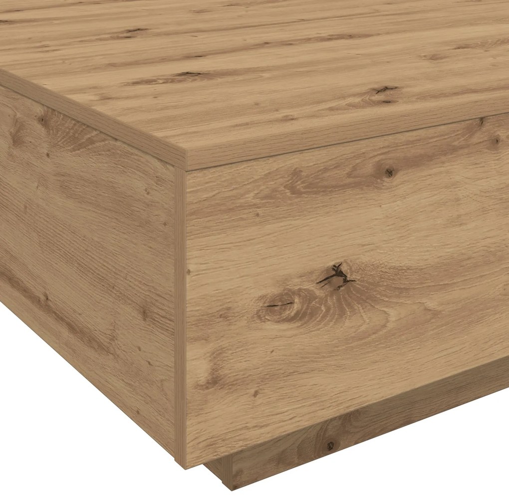 Mesa de Centro vidaXL com Luzes de LED Carvalho Artesanal 80x80x31 cm
