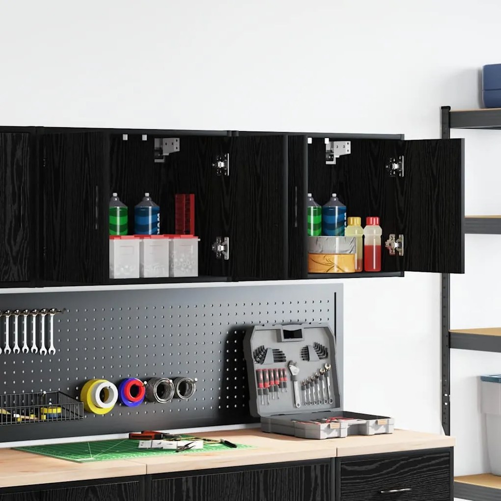 vidaXL Armários de parede para garagem 2 pcs derivados de madeira