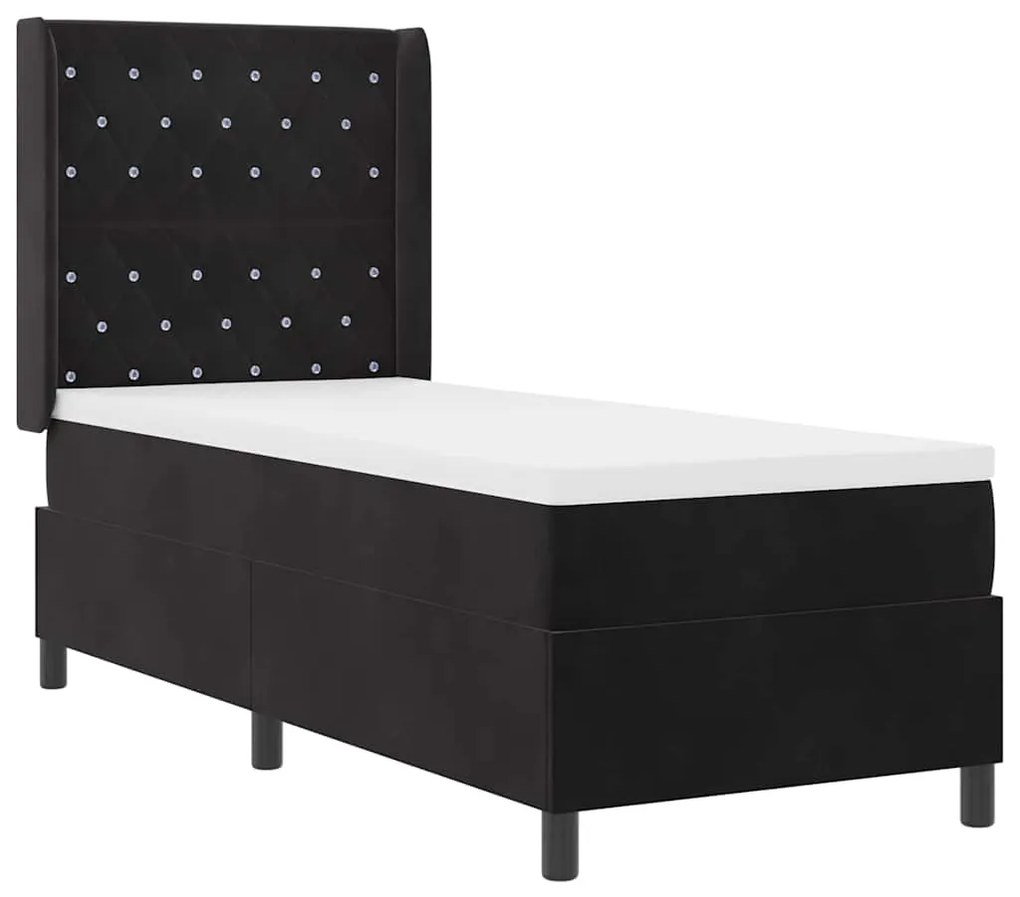 Cama Box com Colchão Preta 80x200 cm Veludo