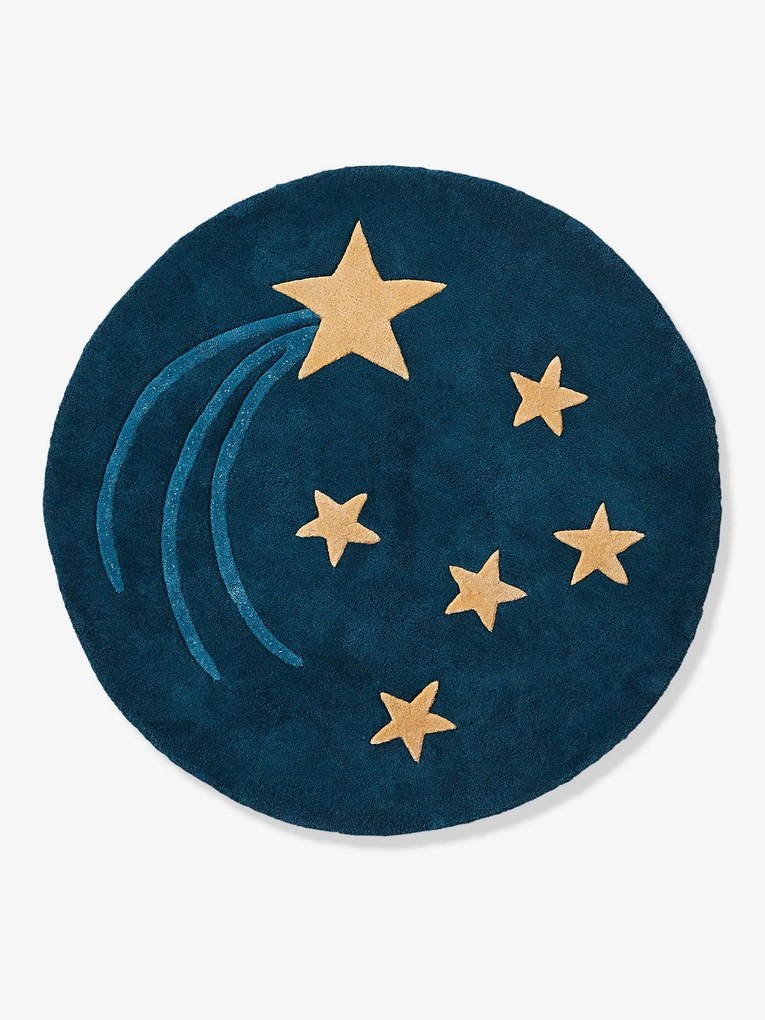 Tapete redondo tufado, Céu estrelado azul escuro liso com motivo