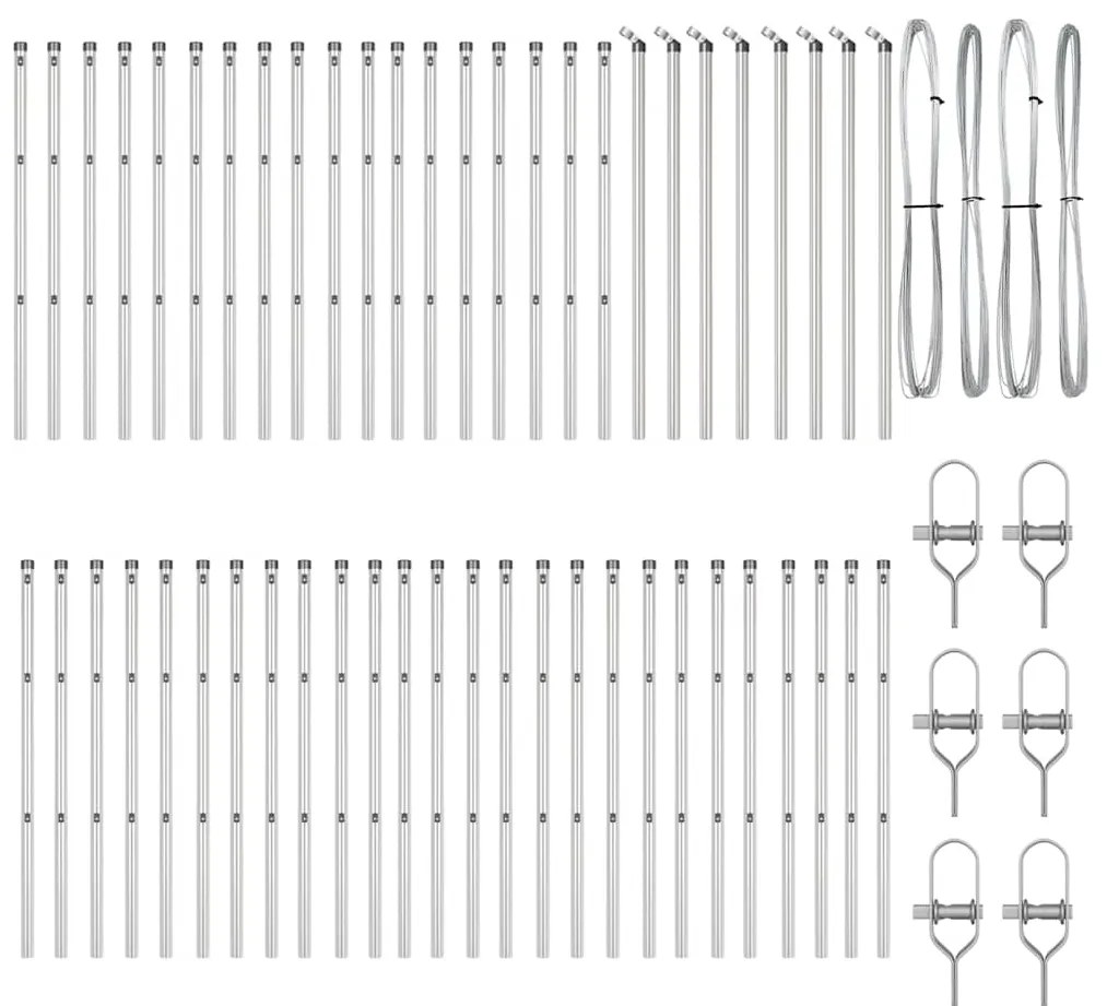 Postes de Cerca 52 pcs Ø32 mm 80 cm em Aço Galvanizado