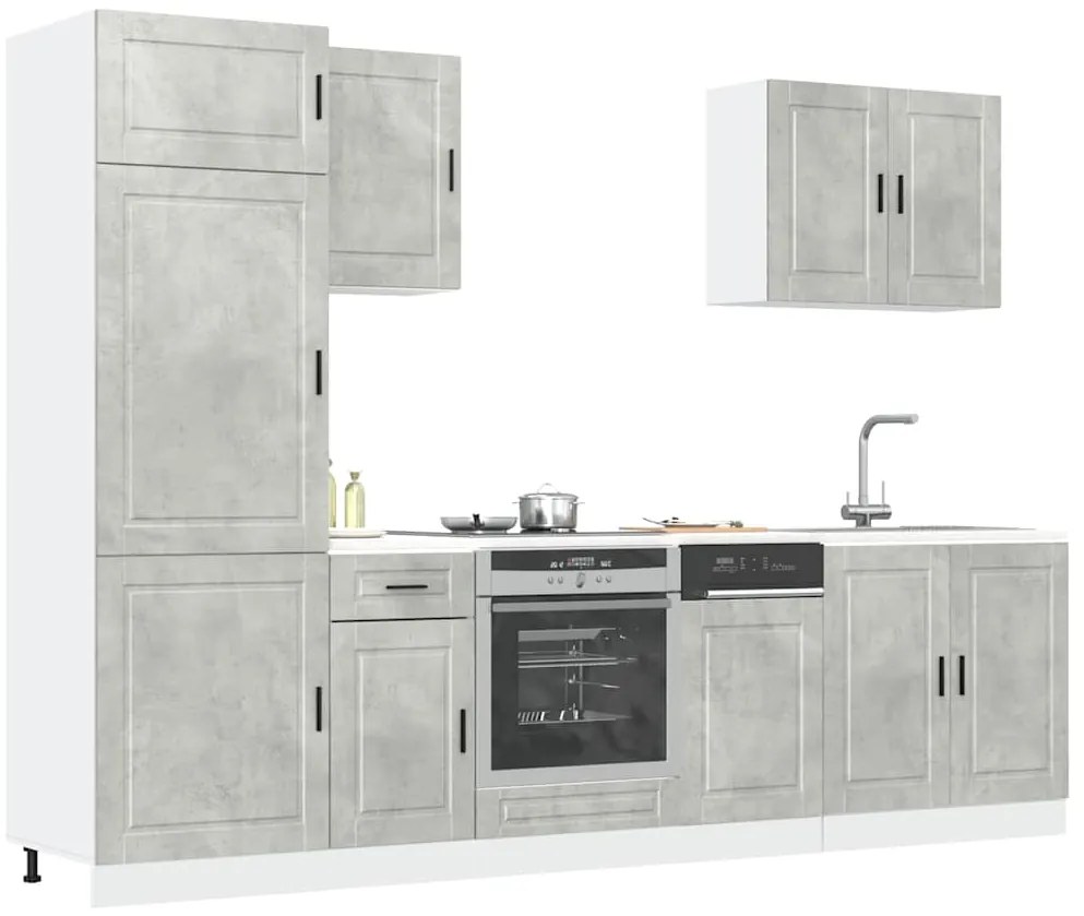 7 peças armário de cozinha conjunto Kalmar cinzento cimento