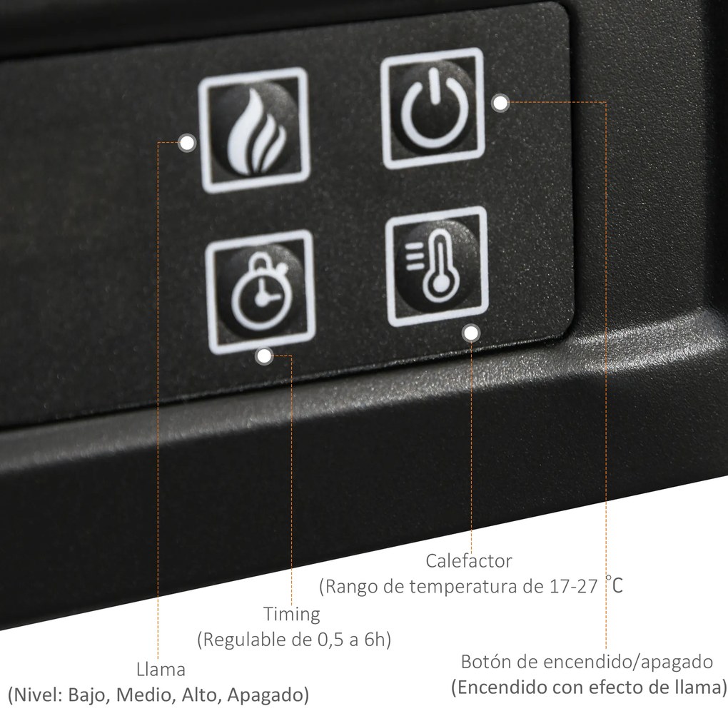 HOMCOM Lareira de parede elétrica Potência 1800W Efeito de chama de LED com controle remoto Temporizador e termostato 79x27x62,4 cm branco