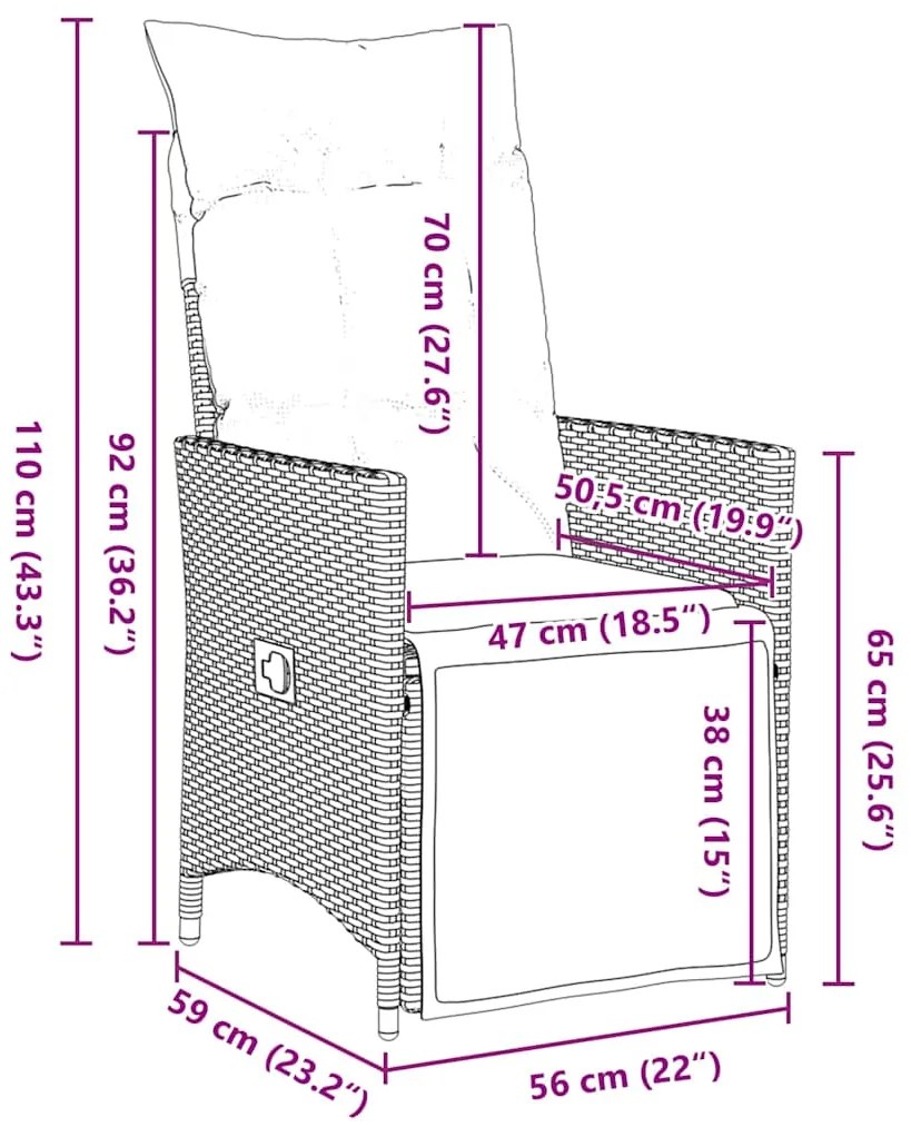Conjunto de Jantar de Jardim vidaXL de 5 Peças com Almofadas Cinza Pol