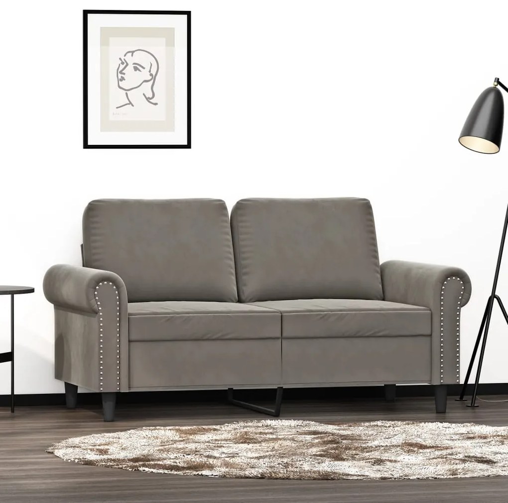 vidaXL Sofá de 2 lugares 120 cm veludo cinzento-claro