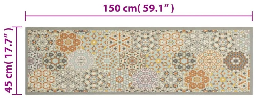 Tapete cozinha lavável 45x150 cm veludo padrão hexagonal pastel