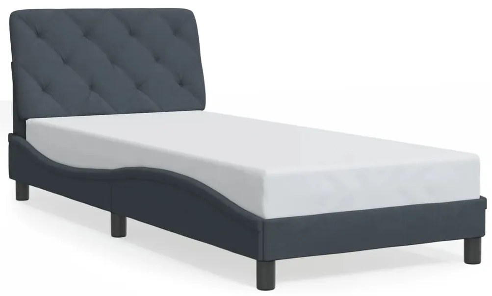 Estrutura de cama c/ luzes LED 90x200 cm veludo cinza-escuro