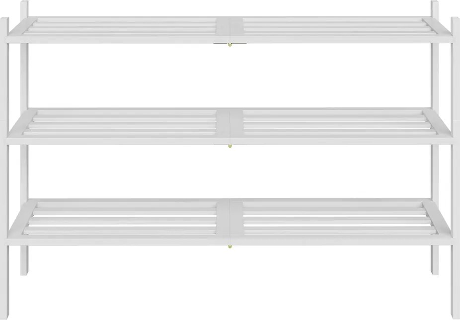 Sapateira para sapatos em bambu 25 x 70 x 51,5 cm, estante empilhável com 3 níveis Branco