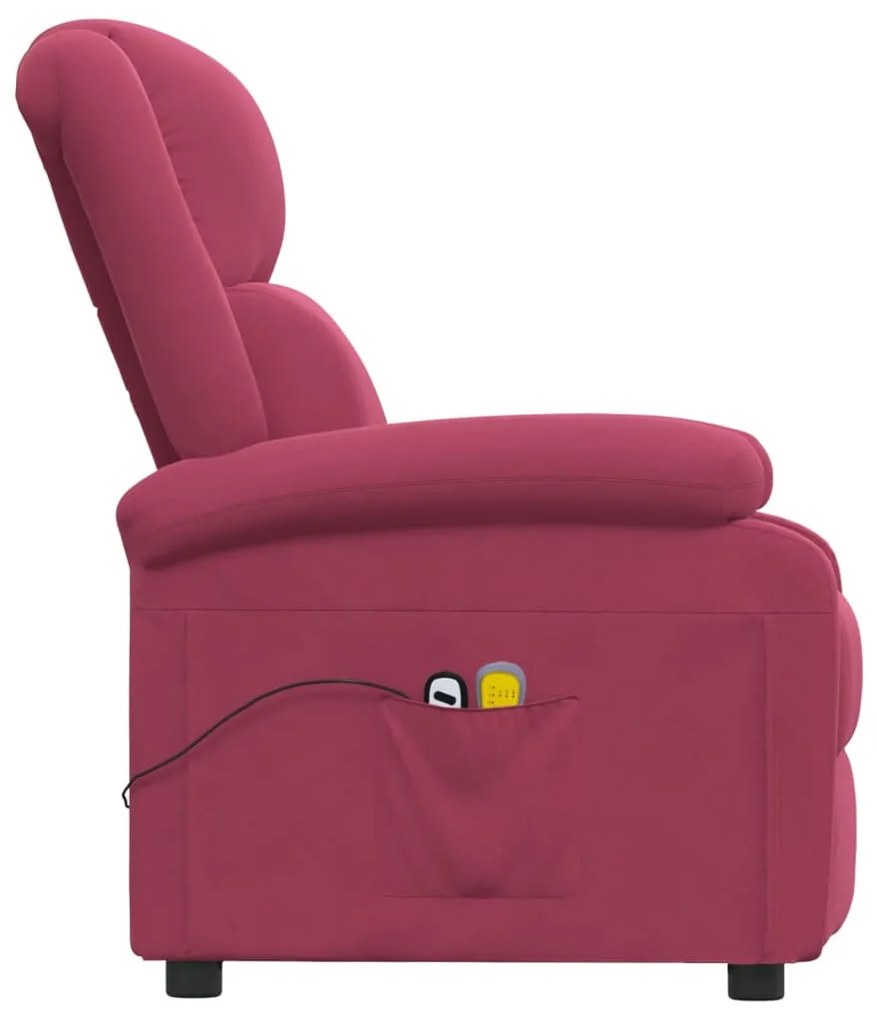 Poltrona de massagens elétrica veludo vermelho tinto