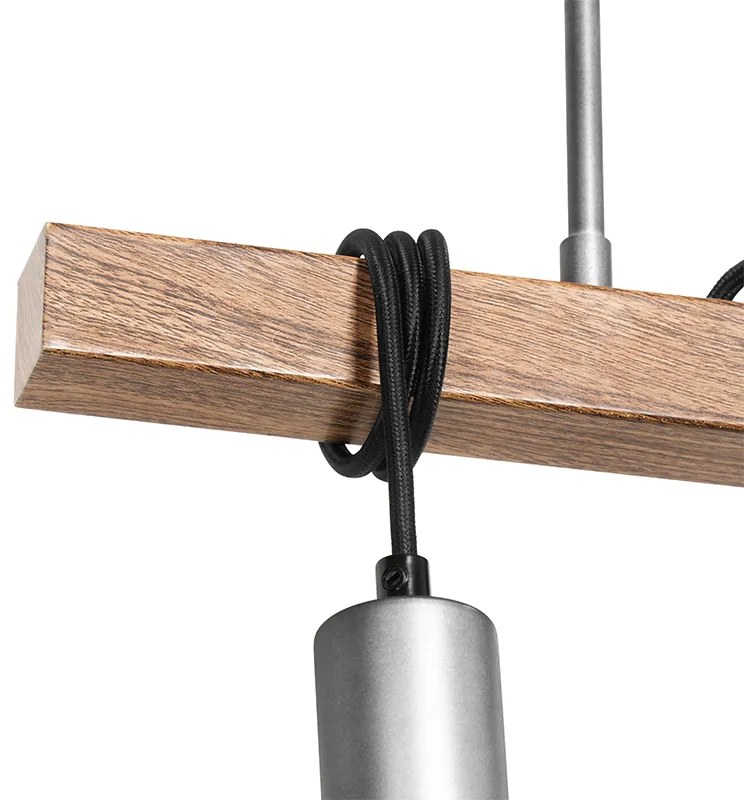 Candeeiro de suspensão industrial castanho com aço 3 luzes - Gallow Industrial