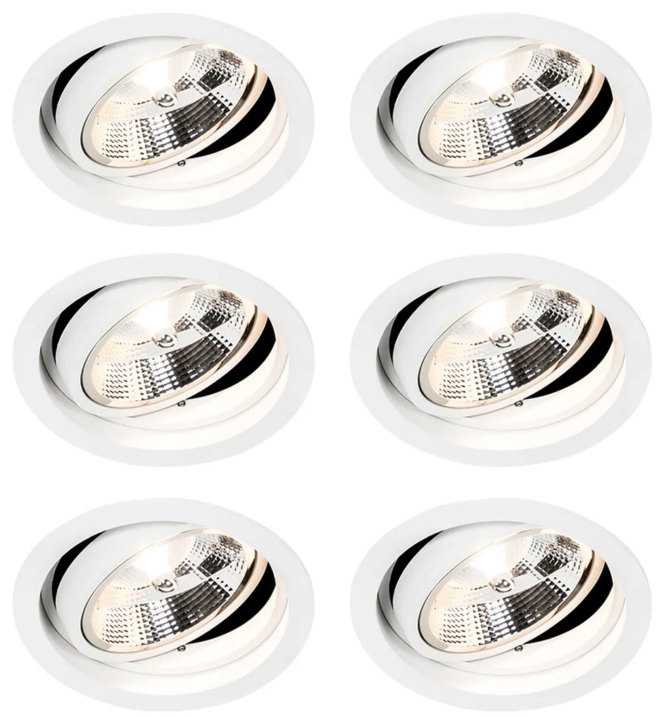 Conjunto de 6 Focos Embutidos Redondos Ajustáveis Brancos - Chuck 111