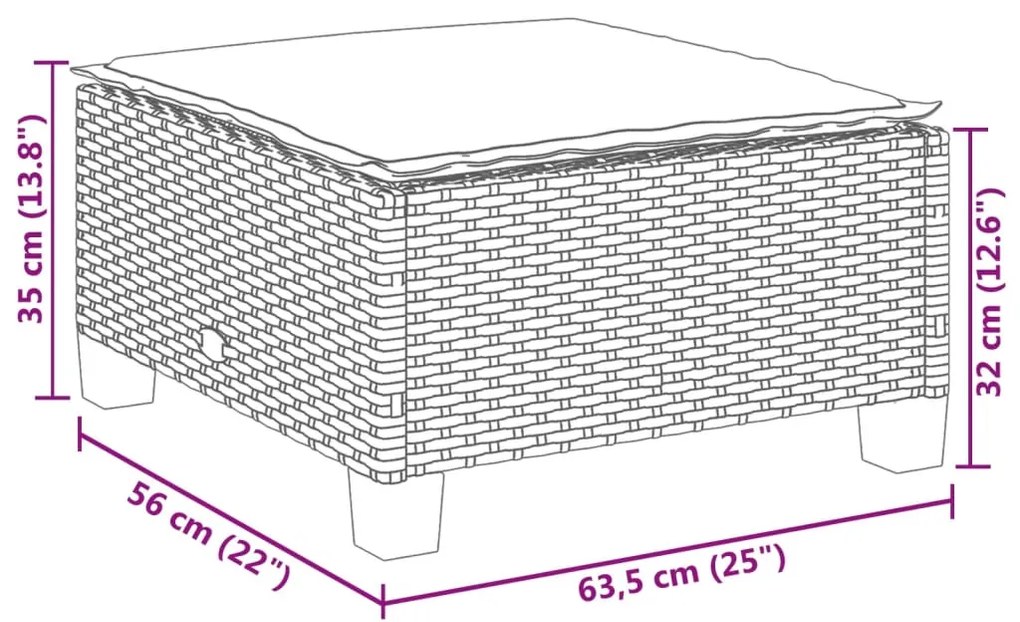6 pcs conjunto sofás de jardim com almofadões vime cinzento