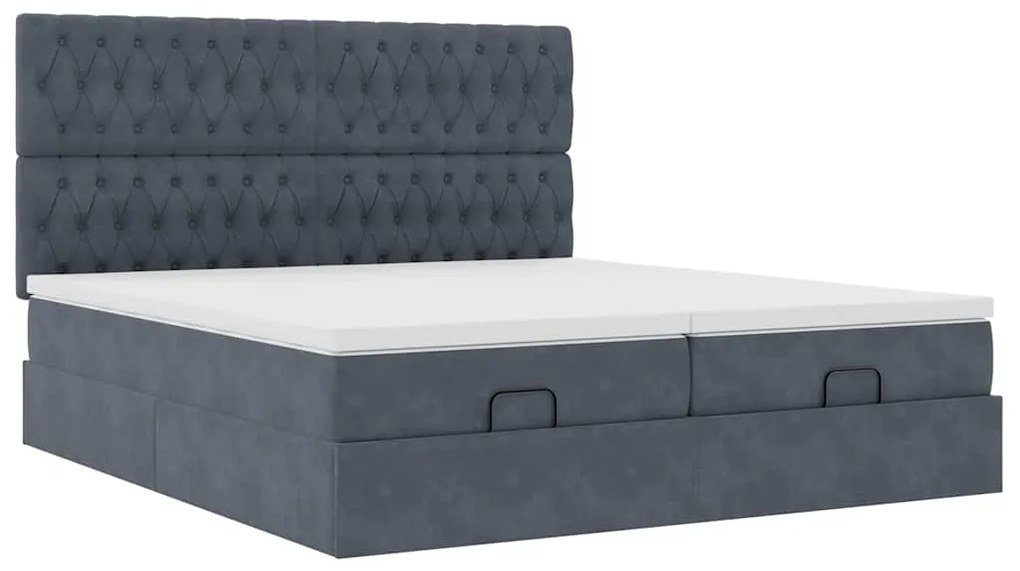 Estrutura cama otomana colchões 180x200 cm cinzento escuro