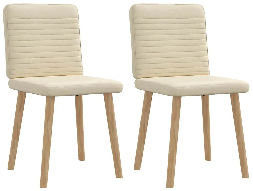 Cadeiras de jantar 2 pcs tecido cor creme